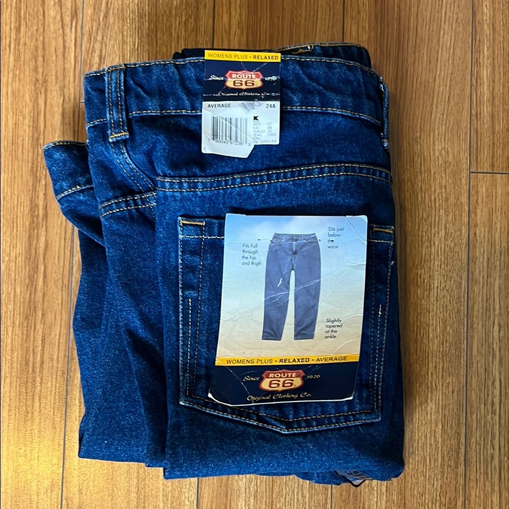 NWT Route 66 Plus Size Classic Blue Denim Relax Pants Size 24A